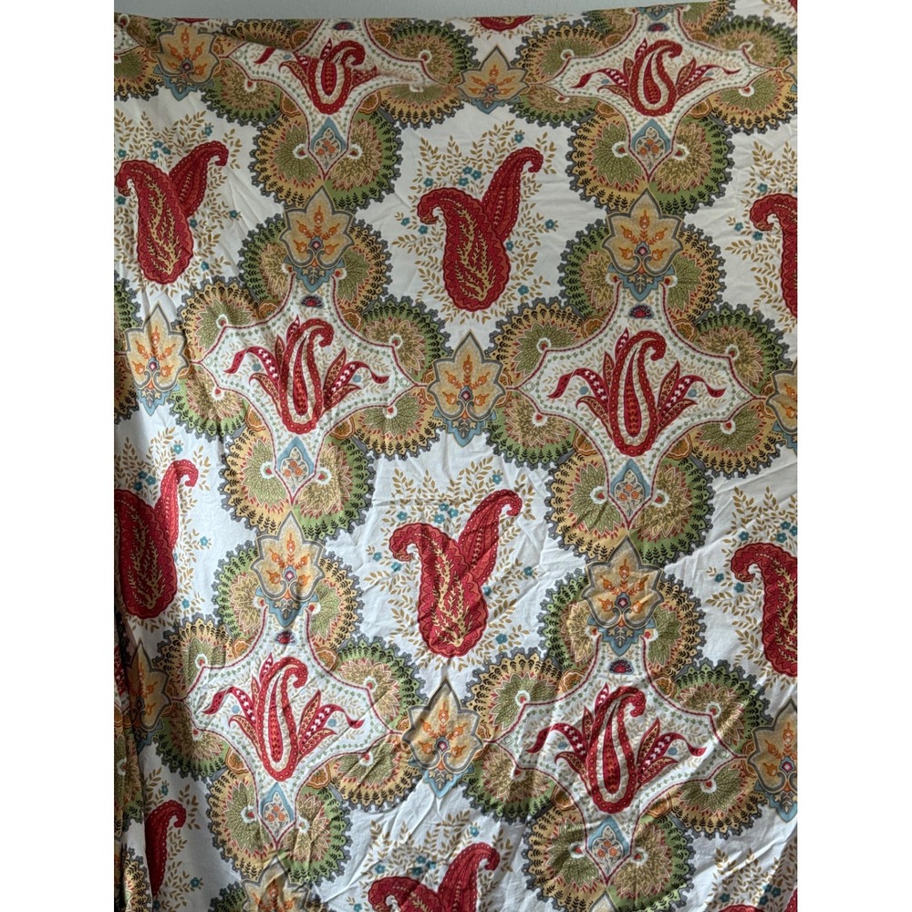 Pottery Barn Charlie Paisley Organic Cotton Full Queen Duvet Cover Red/Green